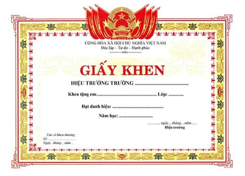 Bằng khen cho học sinh sinh viên
