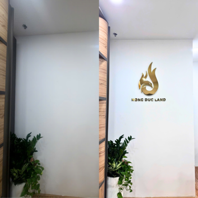 Chi tiết chữ nổi inox vàng gương 304 uốn nổi 3D sắc nét