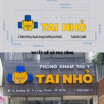 Thi công bảng hiệu Thú Y Tai Nhỏ - nền Tôn Đục Lỗ kết hợp Chữ nổi Mica - Ảnh 3