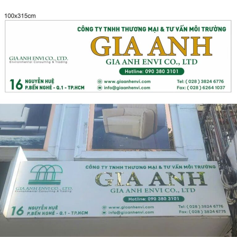 Thi công bảng hiệu công ty – Sự chuyên nghiệp trên “Đất Vàng” Nguyễn Huệ – Gia Anh Envi