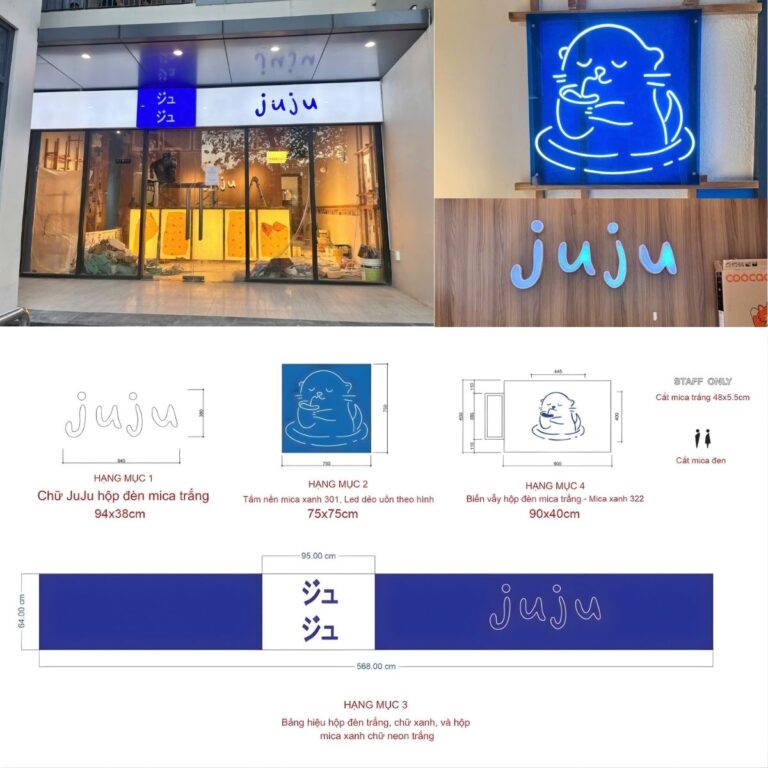 Bảng Hiệu Hộp Đèn Mica Chữ Nổi LED -Thi Công Trọn Gói JuJu