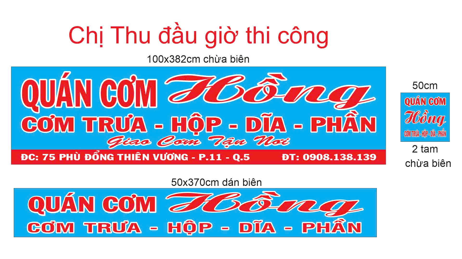 Quán cơm Hồng – Bảng hiệu Hiflex