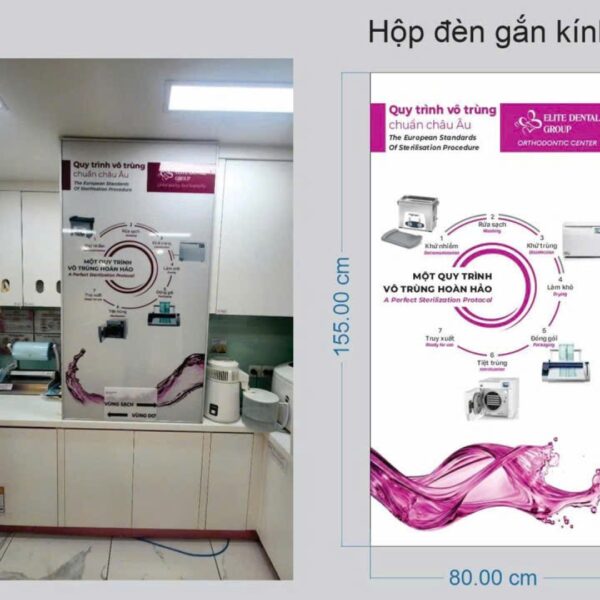 Quầy tiếp nhận y tế – Hộp đèn gắn kính