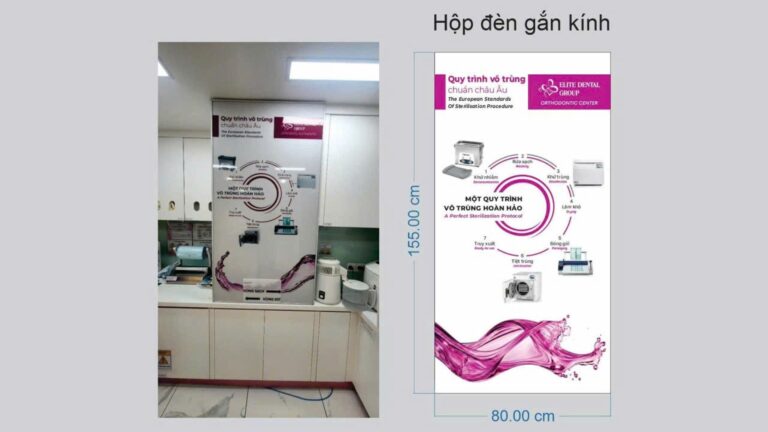 Quầy tiếp nhận y tế – Hộp đèn gắn kính
