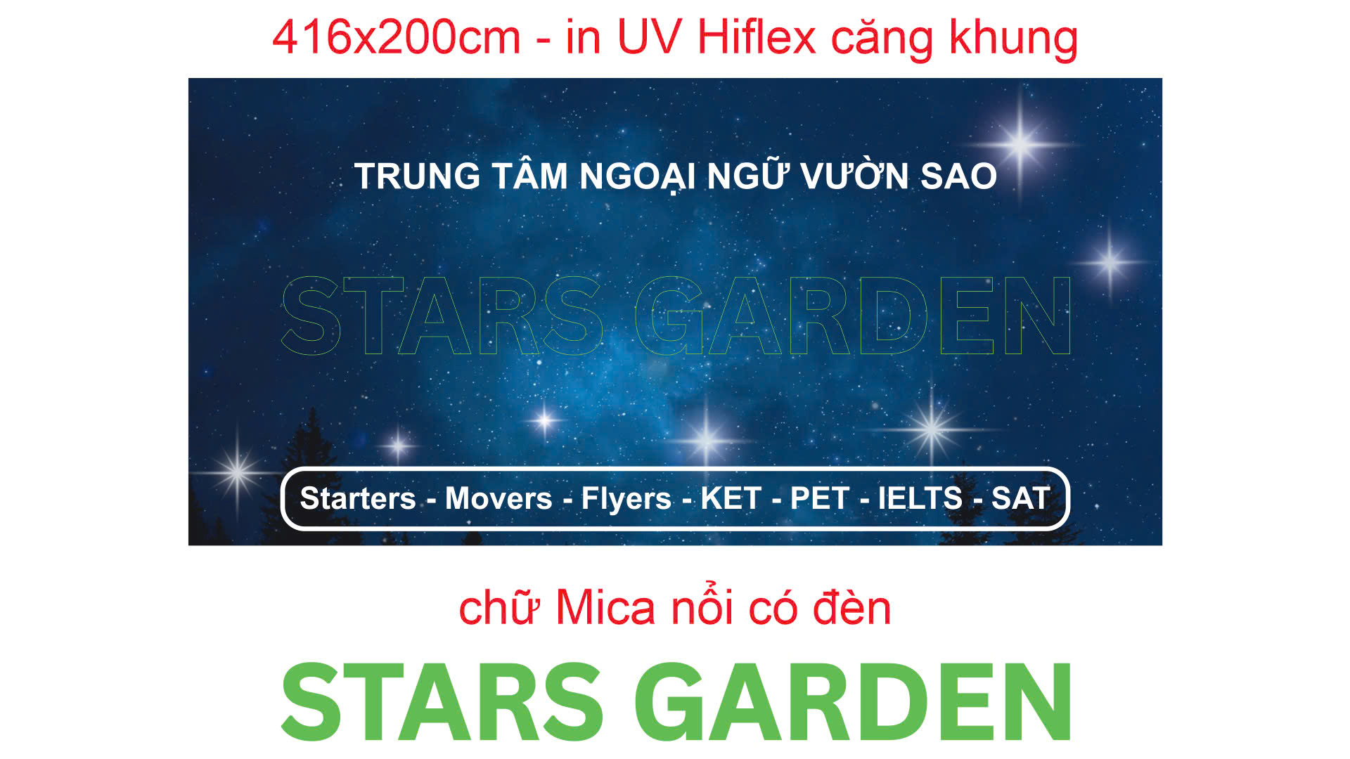 Stars Garden – Bảng hiệu Hiflex chữ nổi Mica