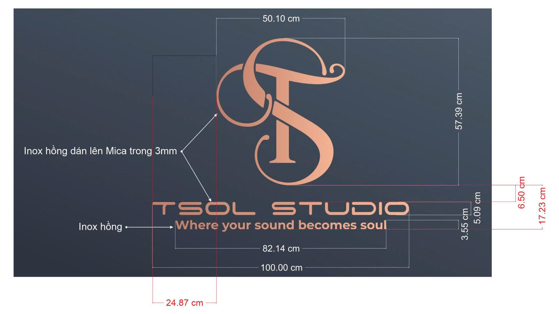 TSOL Studio – Logo Inox dán tường