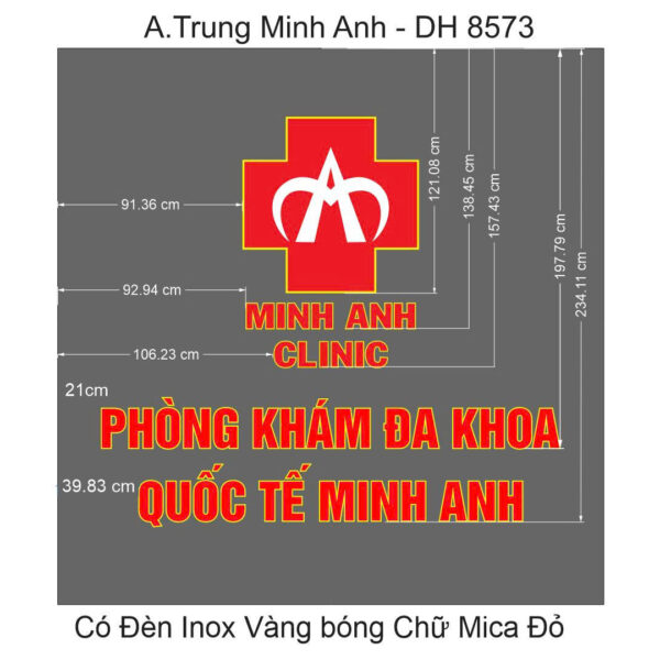 Minh Anh Clinic – logo và chữ nổi Mica