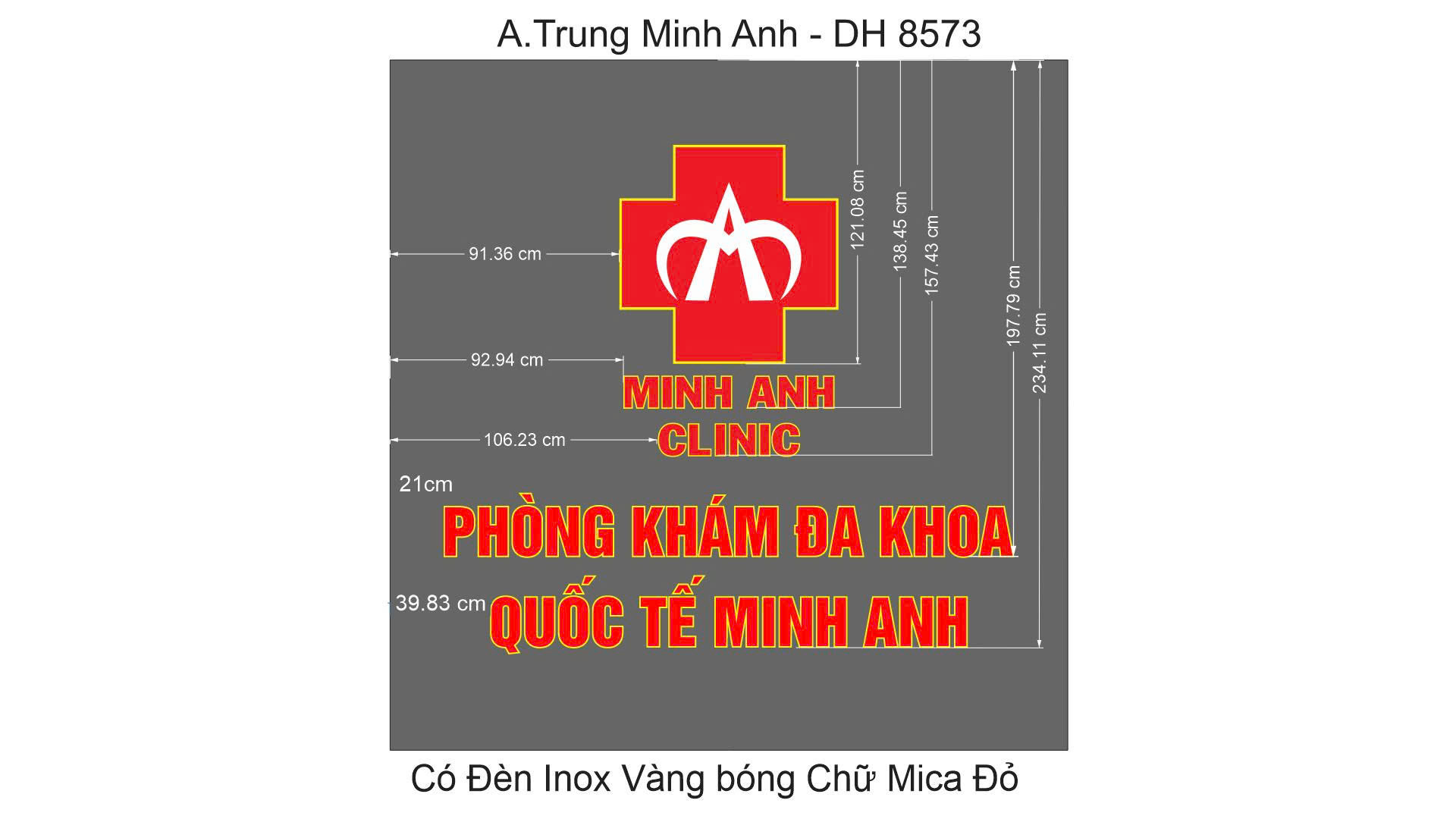 Minh Anh Clinic – logo và chữ nổi Mica