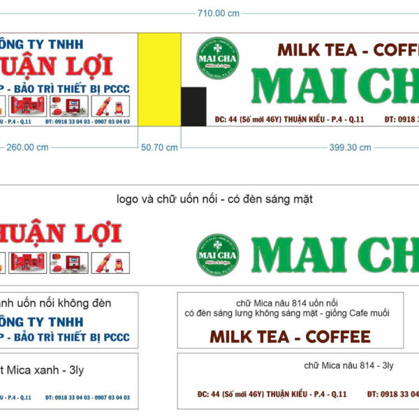 Mai Cha – bảng hiệu chữ nổi LED