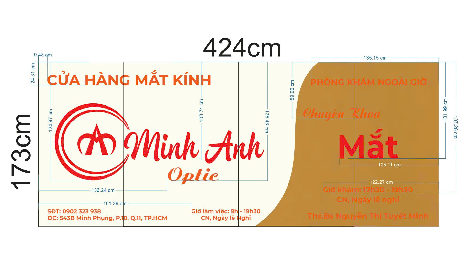 Mắt Kính Minh Anh – bảng hiệu chữ nổi