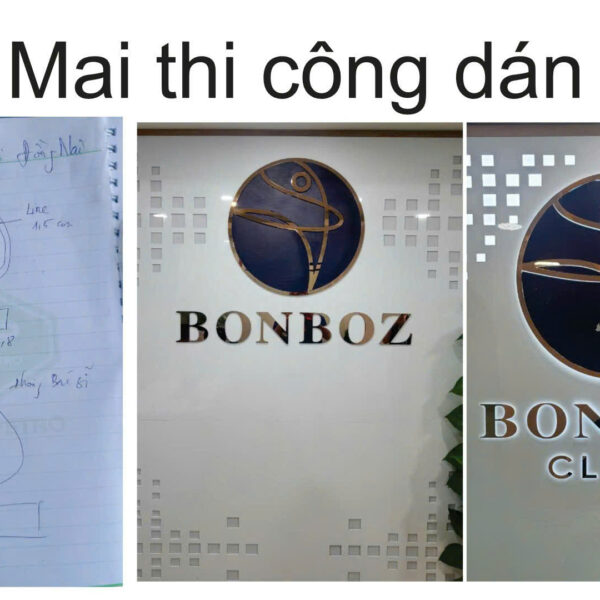 Bản vẽ và phối cảnh logo chữ nổi Bonboz Clinic