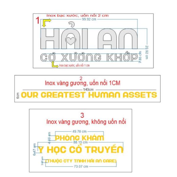 Logo Inox nổi Hải An hoàn thiện tại phòng khám – ảnh 1