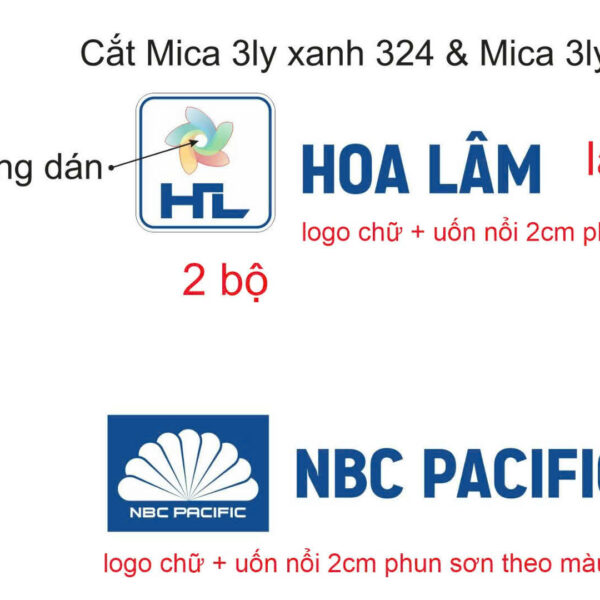 Bản vẽ logo chữ nổi Hoa Lâm và NBC Pacific