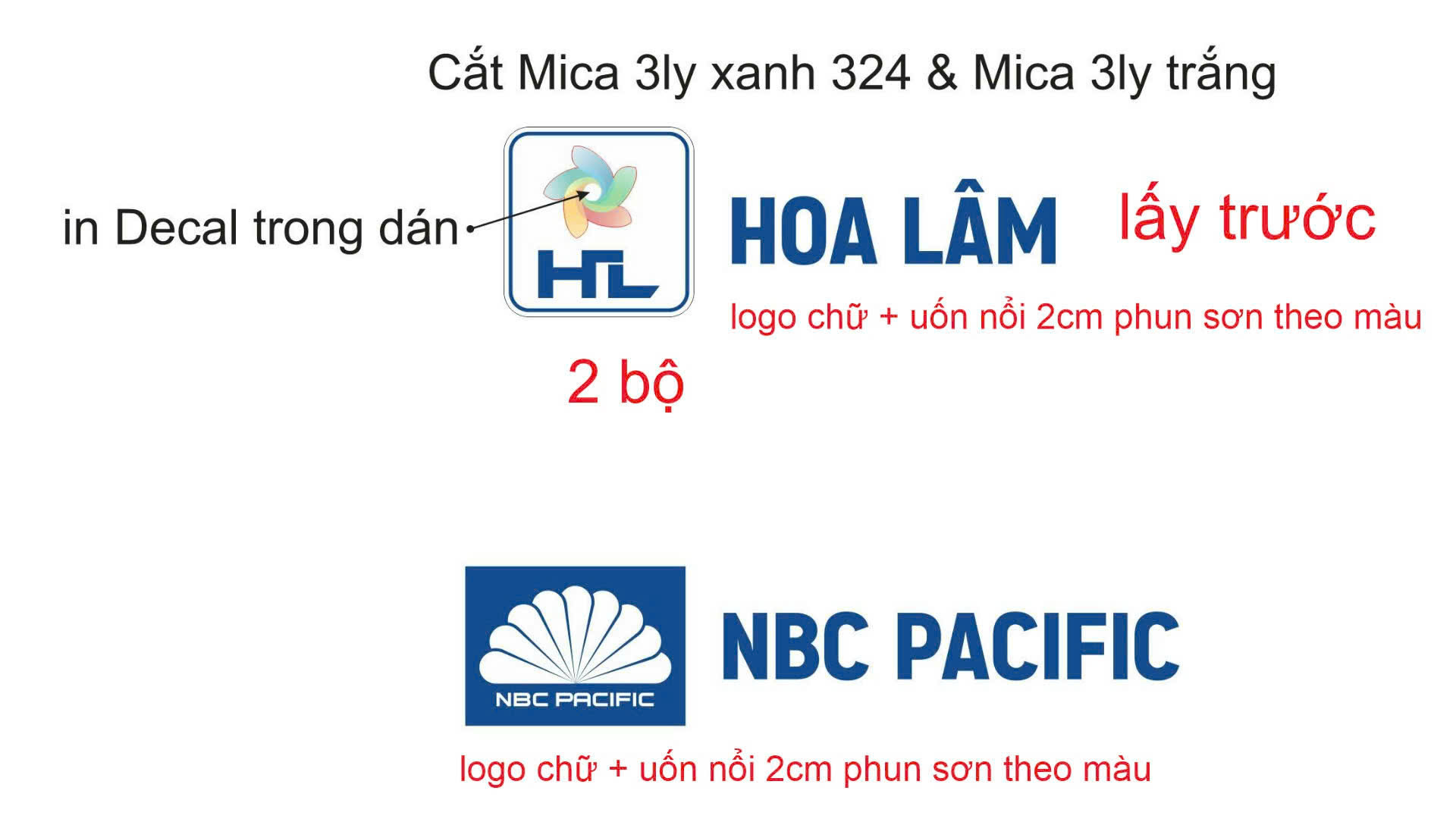 Bản vẽ logo chữ nổi Hoa Lâm và NBC Pacific