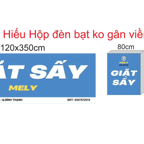 Bản vẽ hộp đèn và bảng bạt Giặt Sấy Mely