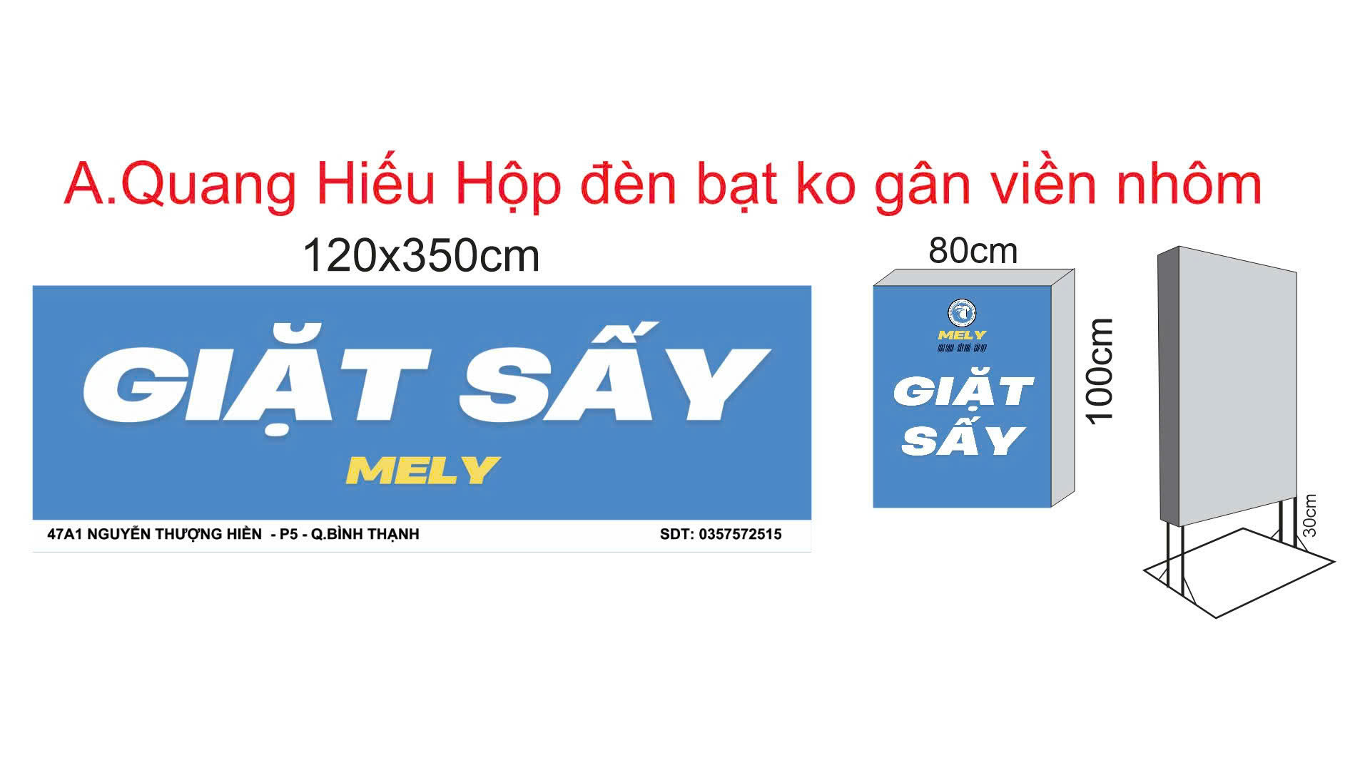 Bản vẽ hộp đèn và bảng bạt Giặt Sấy Mely