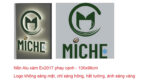 Mẫu logo MICHE chữ nổi với hiệu ứng hắt tường ánh vàng